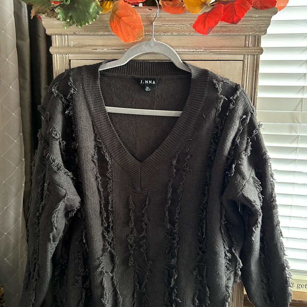 J. NNA Grey V-Neck Sweater